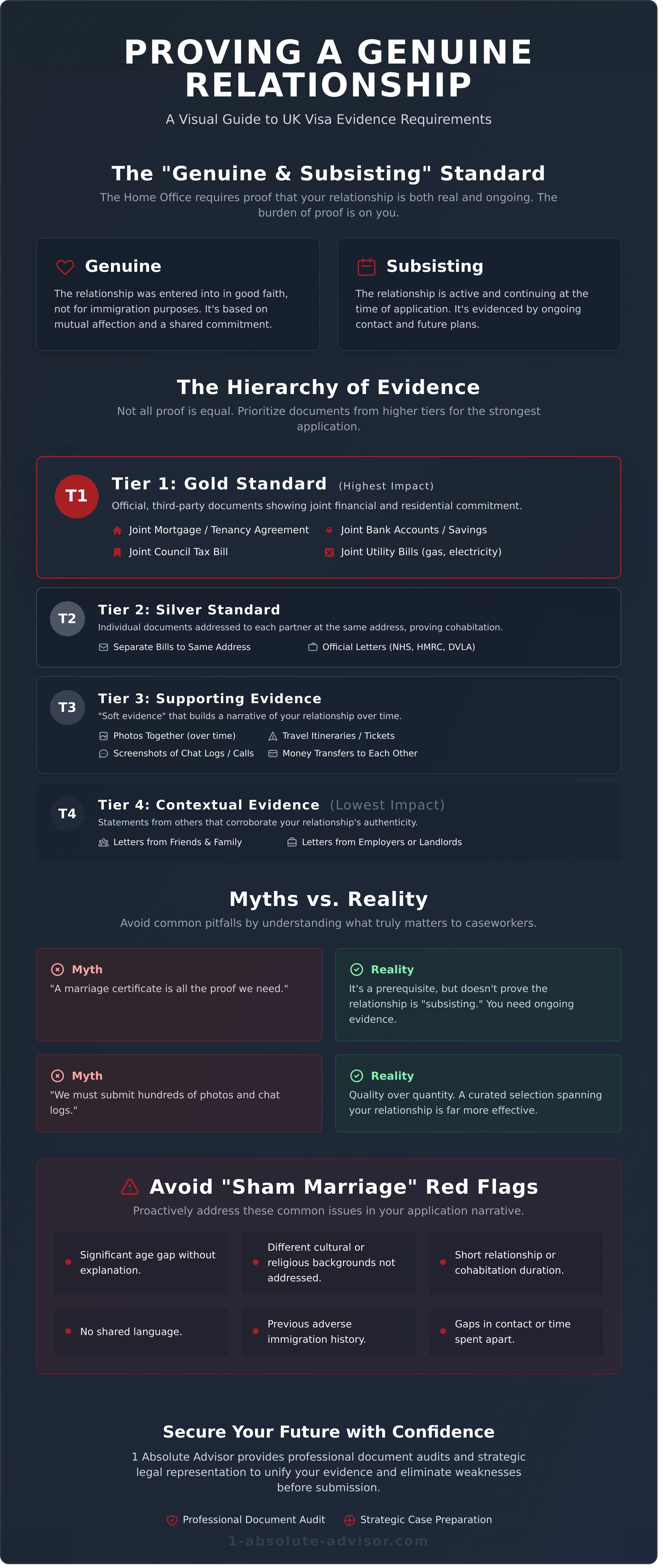 Proving a Genuine Relationship for UK Visas: The 2026 Evidence Guide - Infographic